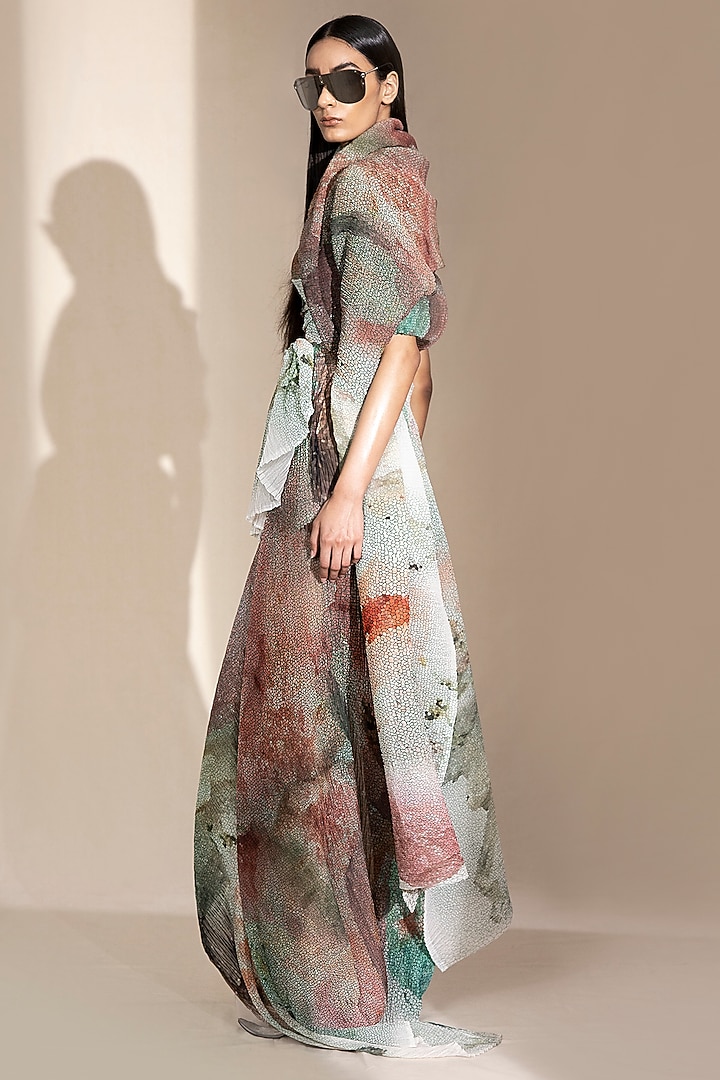 Crystal Petalite Printed Draped Top by Abhishek Sharma at Pernia's Pop Up Shop
