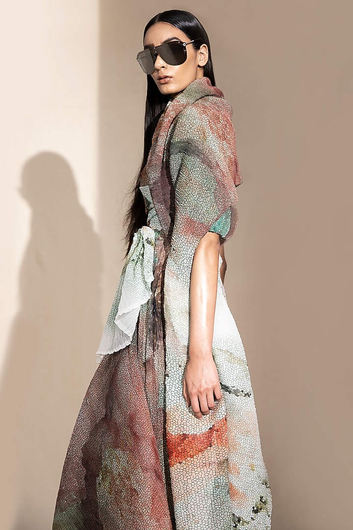 Crystal Petalite Printed Draped Top by Abhishek Sharma at Pernia's Pop Up Shop