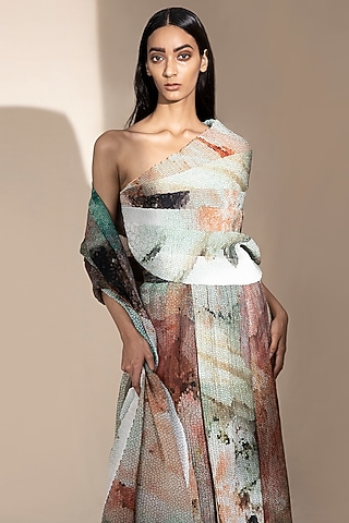 Crystal Petalite Printed Off-Shoulder Top by Abhishek Sharma