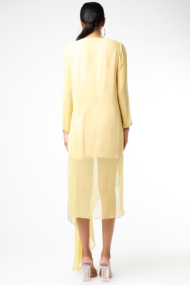 Yellow & Grey Draped Vacation Dress With Inner by Abhishek Sharma at Pernia's Pop Up Shop