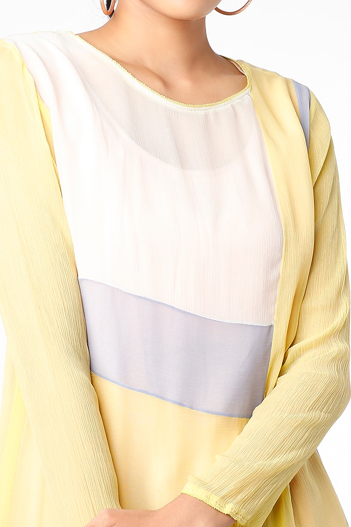 Yellow & Grey Draped Vacation Dress With Inner by Abhishek Sharma at Pernia's Pop Up Shop