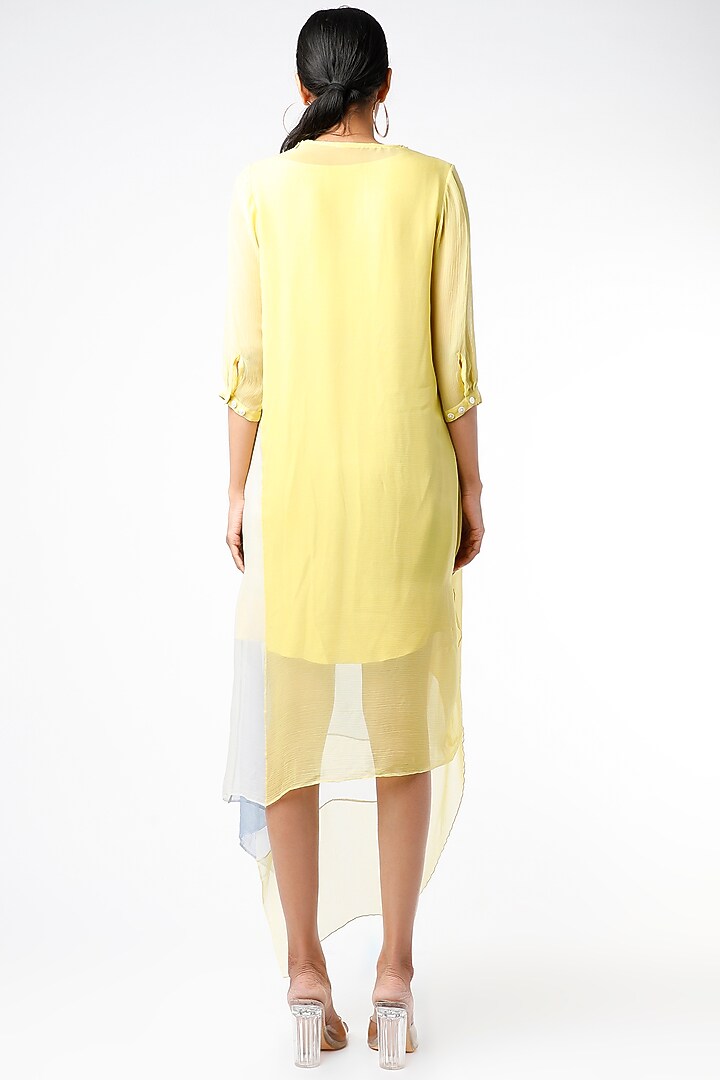 Yellow & Grey Draped Cowl Vacation Dress With Inner by Abhishek Sharma at Pernia's Pop Up Shop