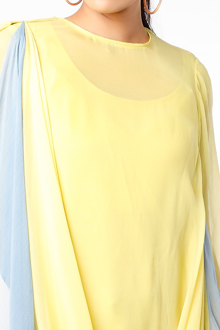Yellow & Grey Draped Cowl Vacation Dress With Inner by Abhishek Sharma at Pernia's Pop Up Shop