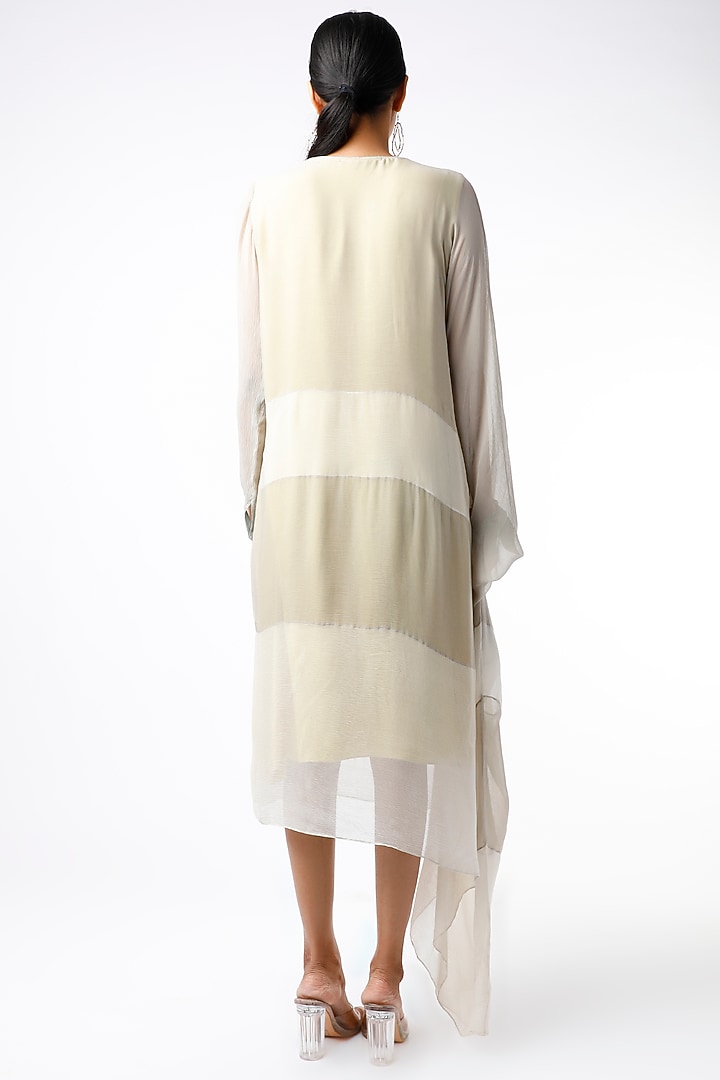 Grey & Yellow Draped Long Tunic With Inner by Abhishek Sharma at Pernia's Pop Up Shop