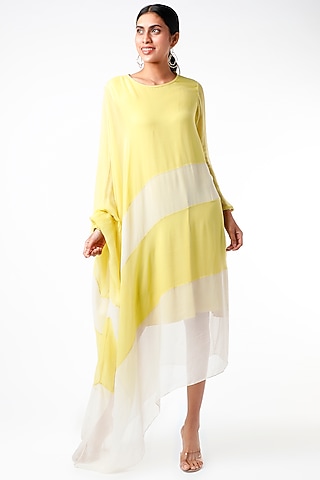 Yellow Draped Long Tunic With Inner by Abhishek Sharma