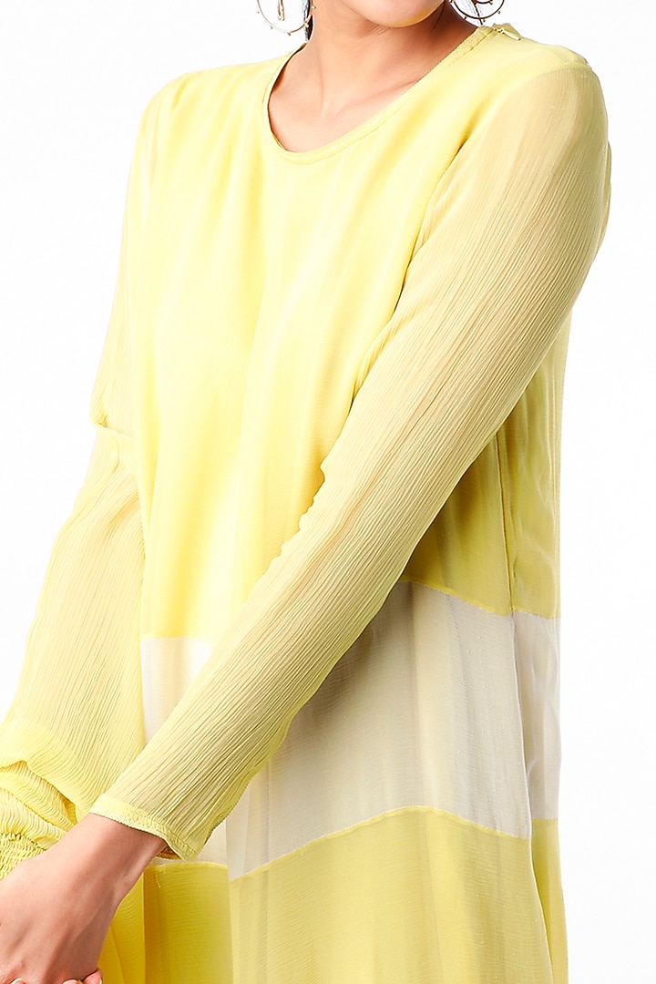 Yellow Draped Long Tunic With Inner by Abhishek Sharma at Pernia's Pop Up Shop