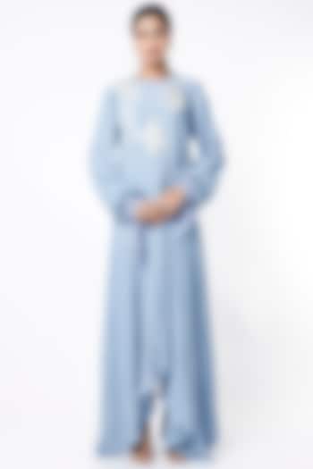 Powder Blue Crepe Tunic by Abhishek Sharma at Pernia's Pop Up Shop