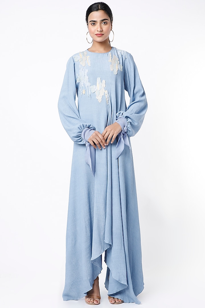 Powder Blue Crepe Tunic by Abhishek Sharma at Pernia's Pop Up Shop