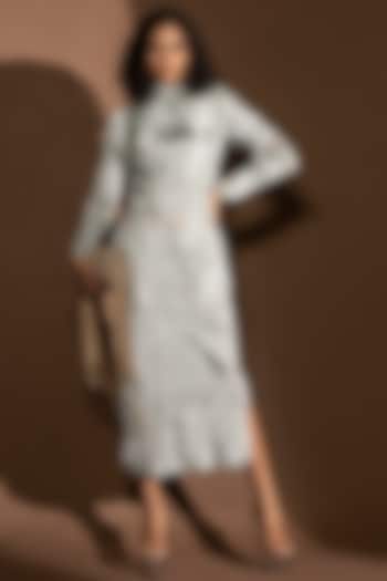 Smoke Sky Embellished Party Wear Dress by Abhishek Sharma at Pernia's Pop Up Shop