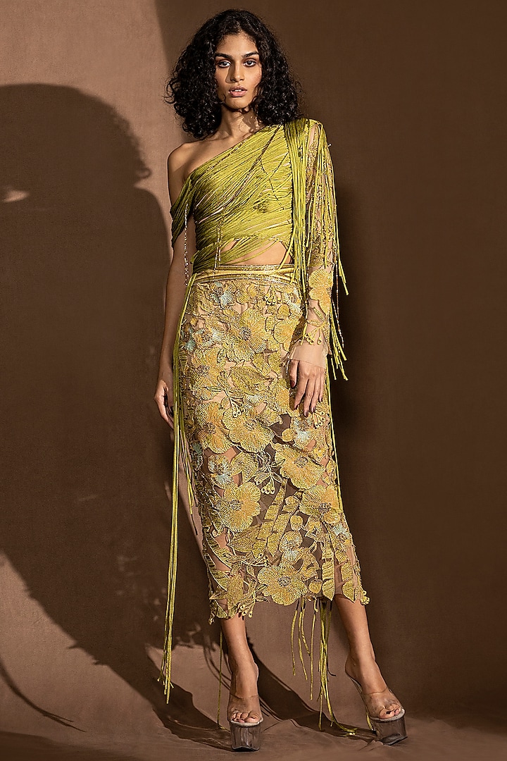Pear Embroidered Skirt Set by Abhishek Sharma