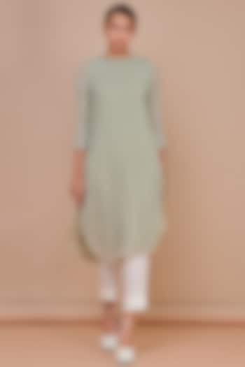 Sage Green Viscose Georgette Hand Embroidered Kurta Set by Abhjeet Khanna at Pernia's Pop Up Shop