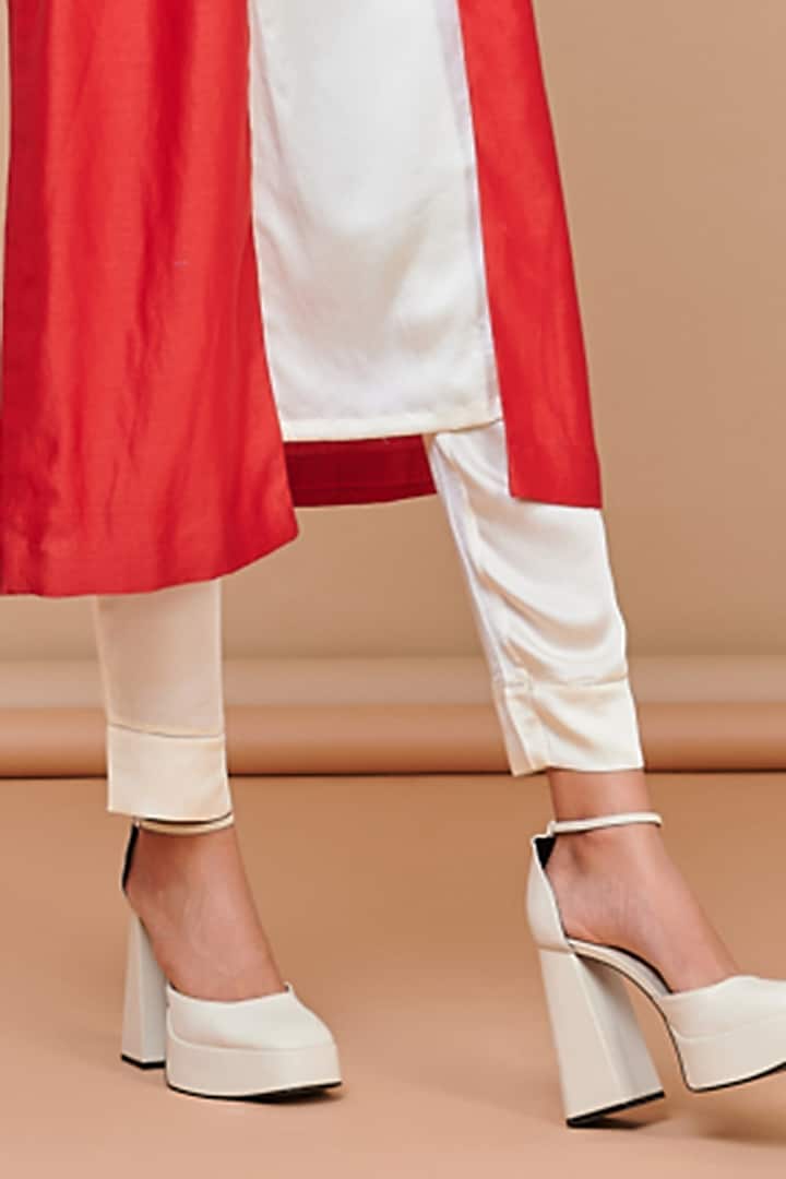 Red Silk Chanderi Jacket Set by Abhjeet Khanna at Pernia's Pop Up Shop