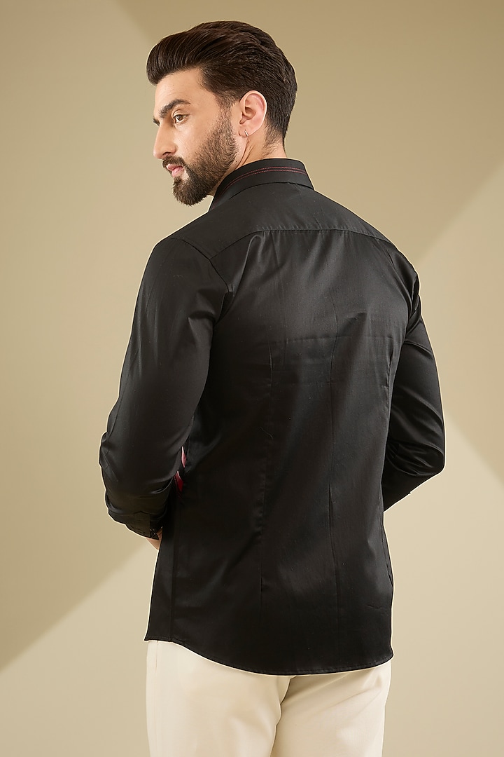 Black Cotton Party Wear Shirt by Abkasa at Pernia's Pop Up Shop