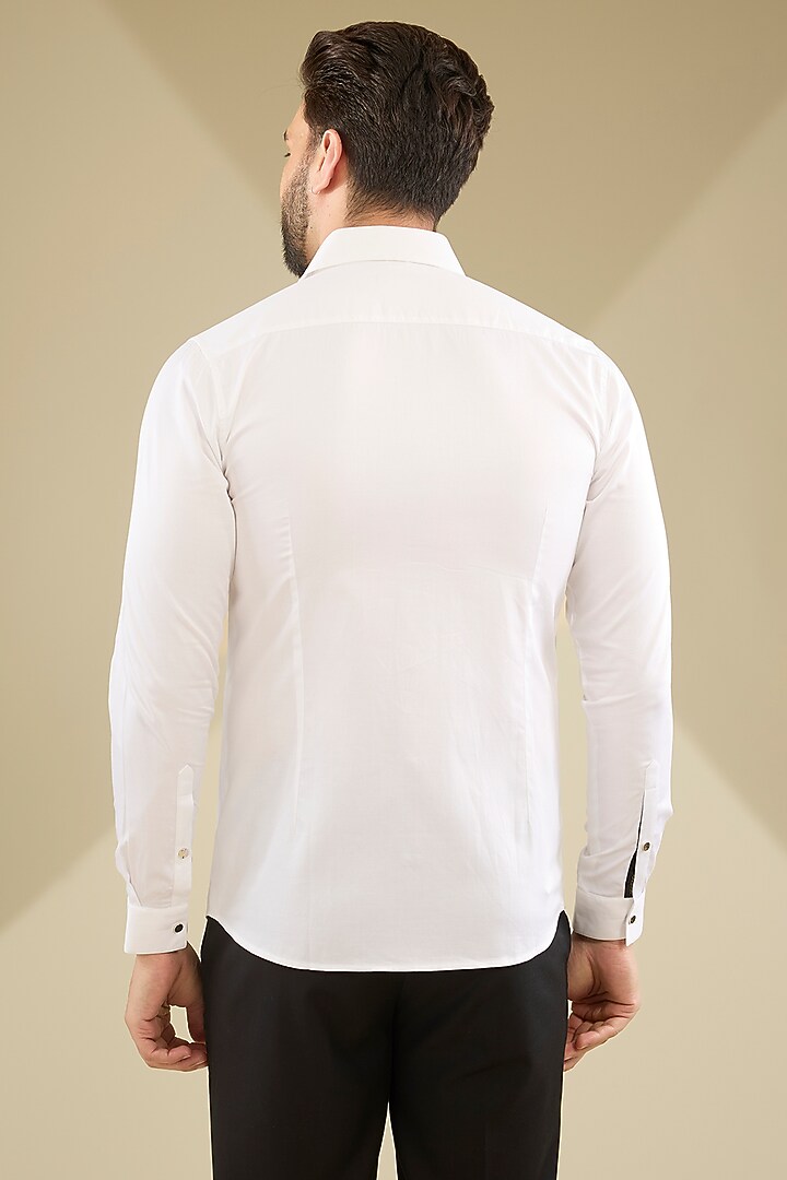 White Cotton Party Wear Shirt by Abkasa at Pernia's Pop Up Shop
