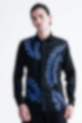 Black Cotton Party Wear Shirt by Abkasa at Pernia's Pop Up Shop