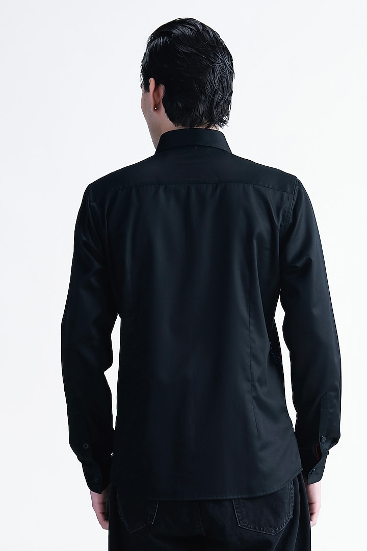 Black Cotton Party Wear Shirt by Abkasa at Pernia's Pop Up Shop