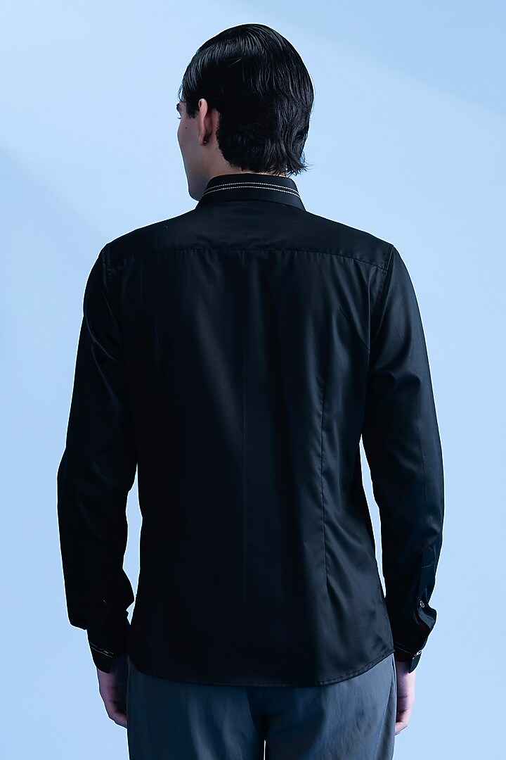 Black Cotton Party Wear Shirt by Abkasa at Pernia's Pop Up Shop