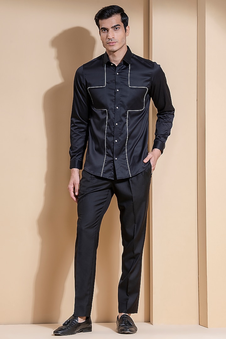 Black Summer Shirt With Hidden Pockets by Abkasa at Pernia's Pop Up Shop