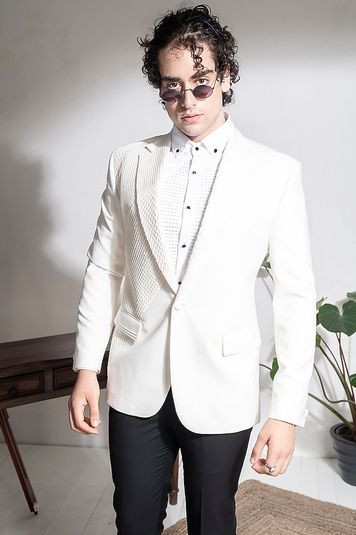 Ivory Terry Rayon Pintucks Jacket Set by Abkasa at Pernia's Pop Up Shop