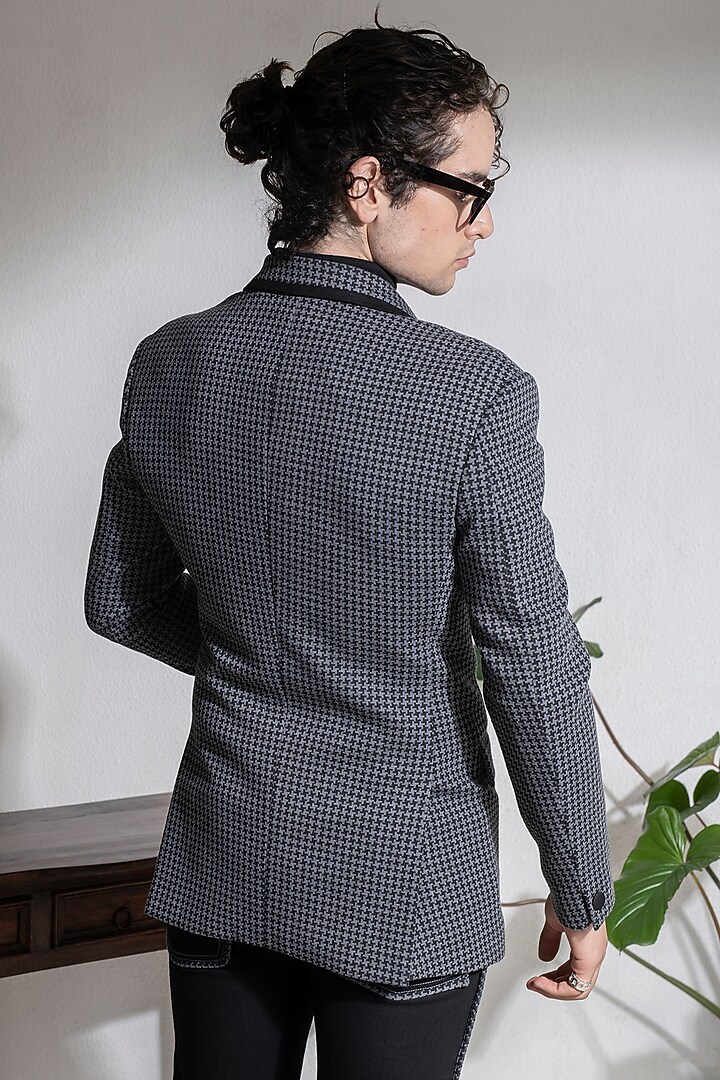 Light Grey Cotton Wool Houndstooth Coat by Abkasa at Pernia's Pop Up Shop