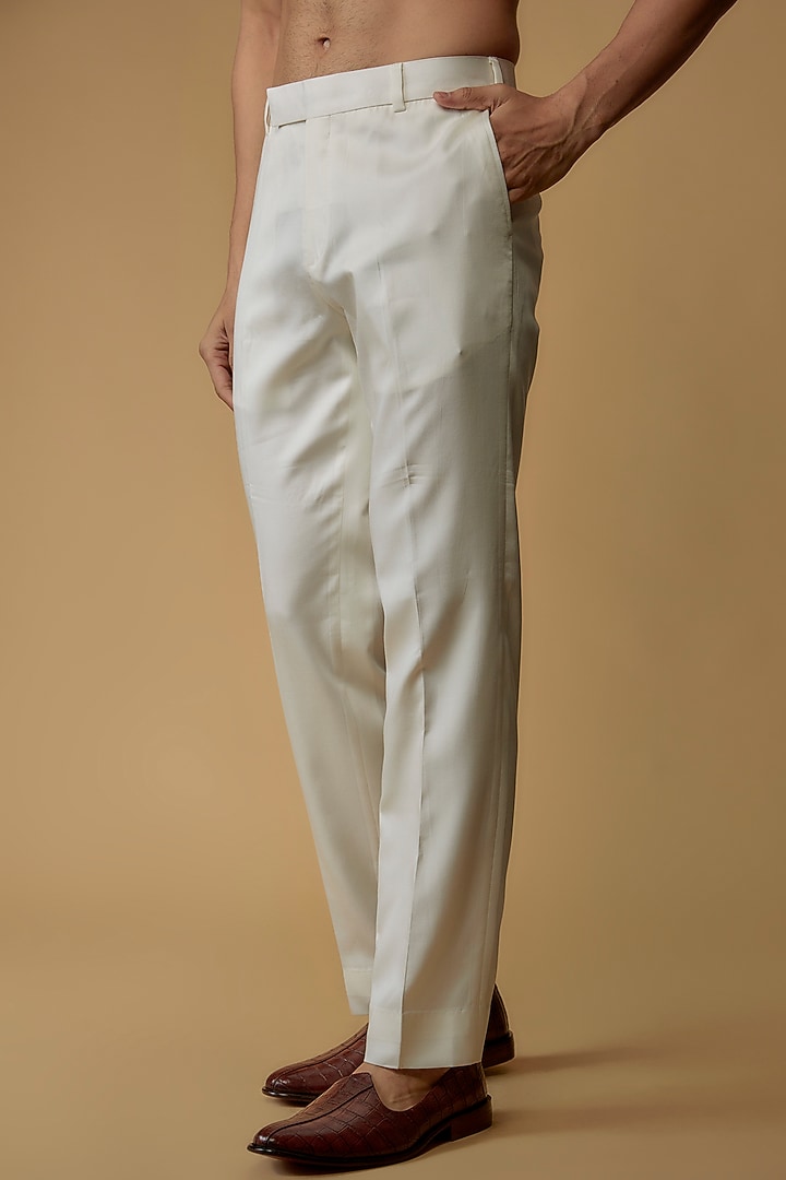 Ivory Modal Satin Embroidered Kurta Set by Abkasa at Pernia's Pop Up Shop