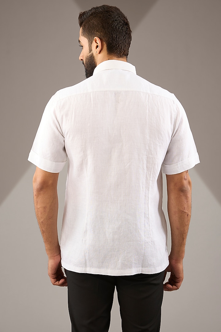 White Linen Party Wear Shirt by Abkasa at Pernia's Pop Up Shop