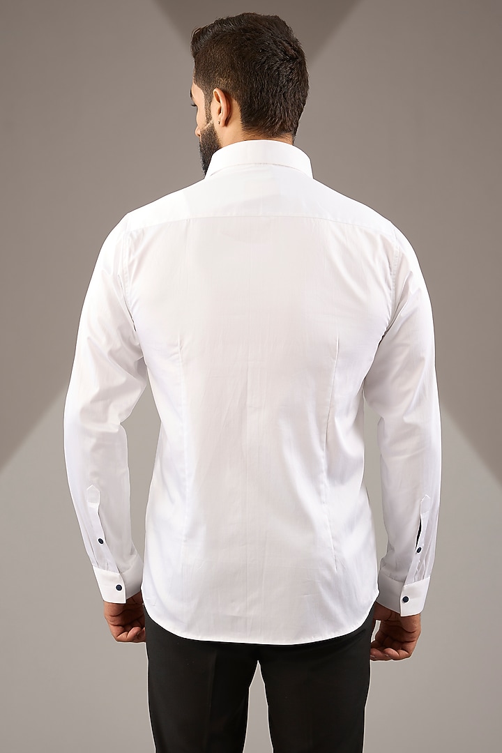 White Cotton Party Wear Shirt by Abkasa at Pernia's Pop Up Shop