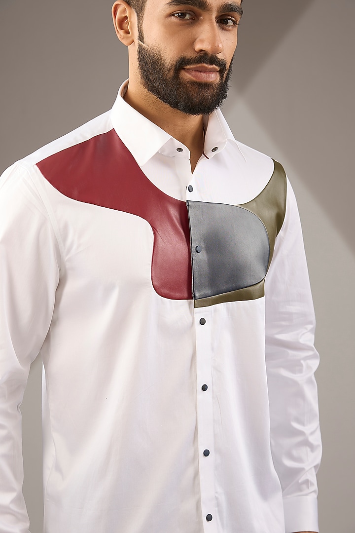 White Cotton Party Wear Shirt by Abkasa at Pernia's Pop Up Shop