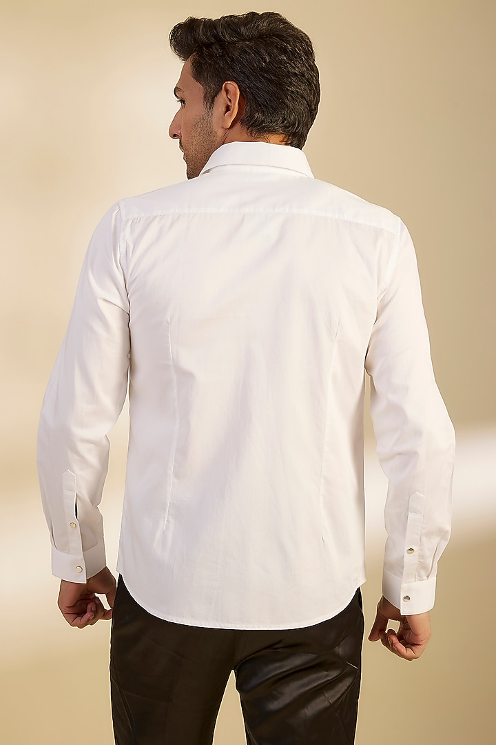 White Cotton Party Wear Shirt by Abkasa at Pernia's Pop Up Shop
