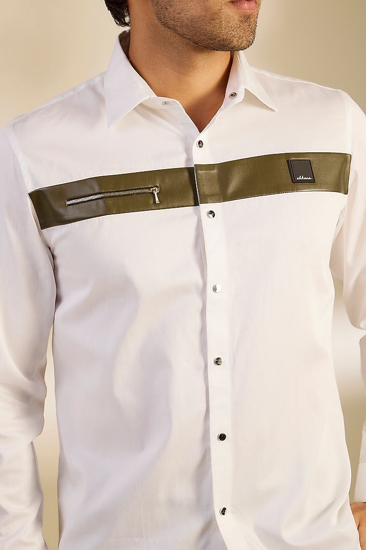 White Cotton Party Wear Shirt by Abkasa at Pernia's Pop Up Shop