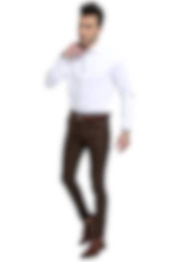 White Cotton Summer Shirt With Cut & Sew Panel by Abkasa at Pernia's Pop Up Shop