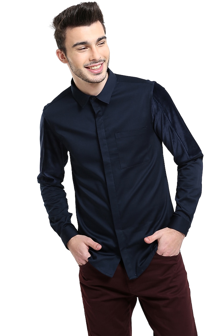 Navy Blue With Paneled Sleeves by Abkasa at Pernia's Pop Up Shop