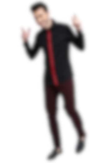 Black Summer Shirt With Placket by Abkasa at Pernia's Pop Up Shop