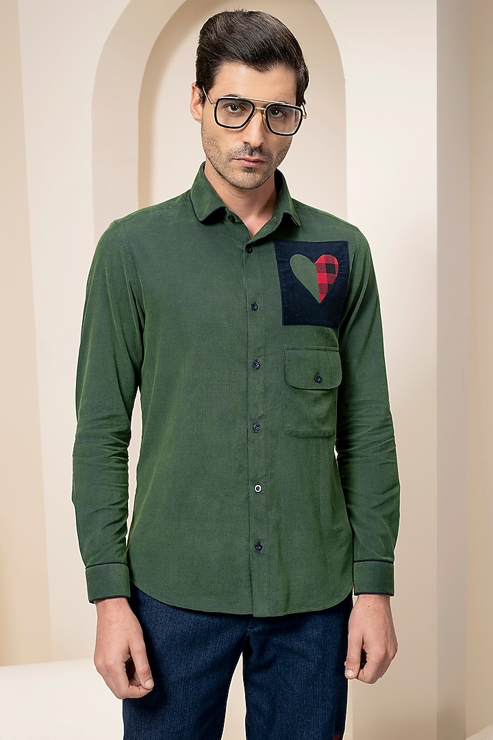 Moss Green Corduroy Summer Shirt by Abkasa at Pernia's Pop Up Shop