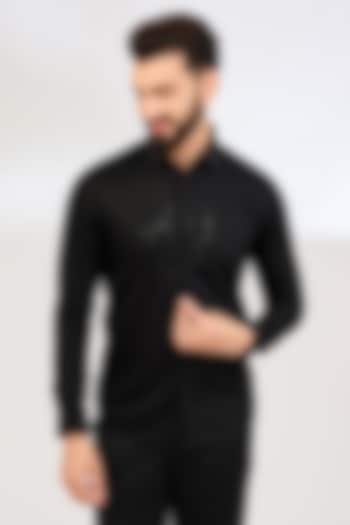 Black Cotton Party Wear Shirt by Abkasa at Pernia's Pop Up Shop