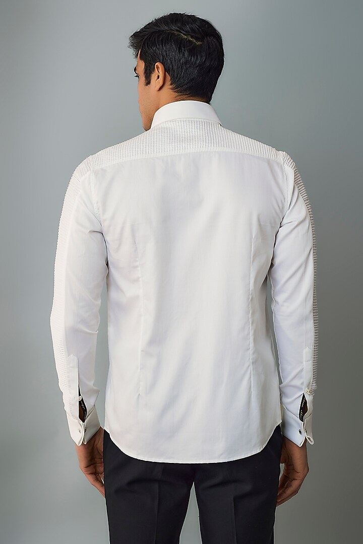White Cotton Party Wear Shirt by Abkasa at Pernia's Pop Up Shop
