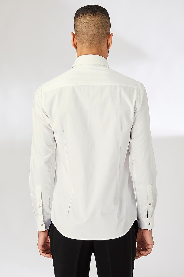 White Cotton Party Wear Shirt by Abkasa at Pernia's Pop Up Shop