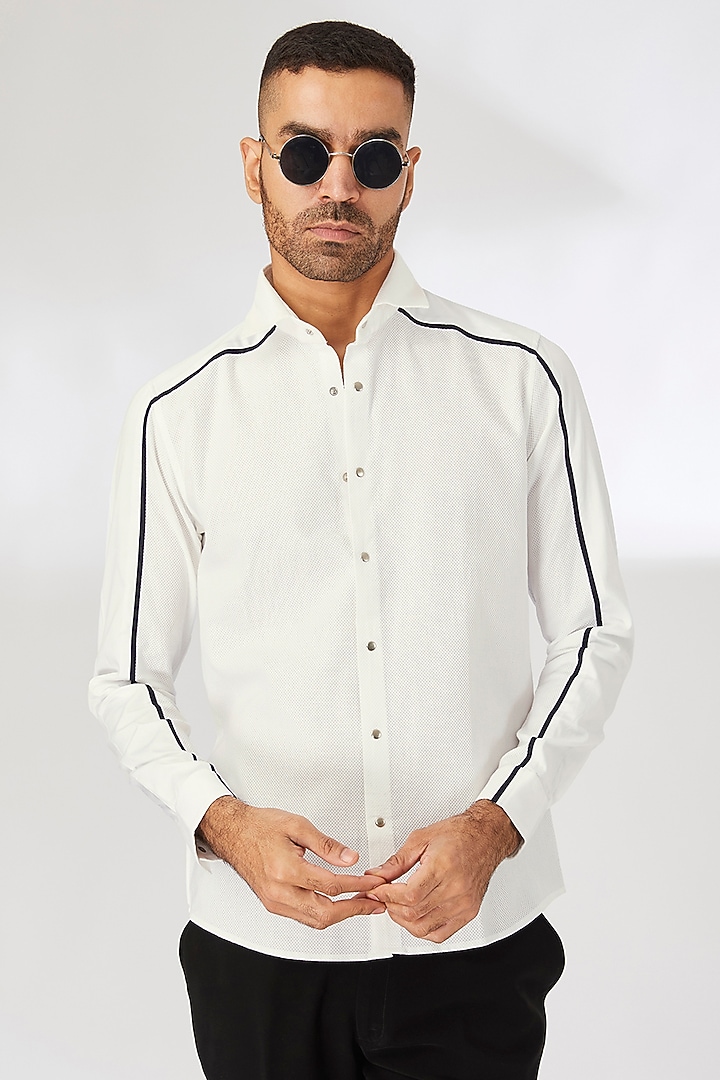 White Cotton Party Wear Shirt by Abkasa at Pernia's Pop Up Shop