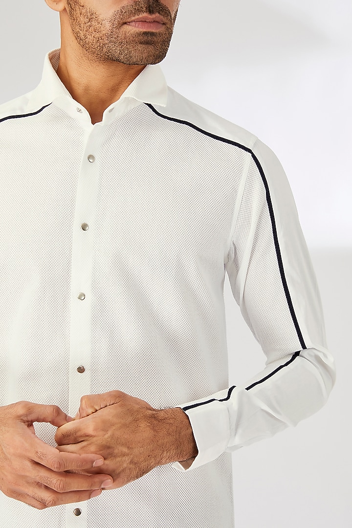 White Cotton Party Wear Shirt by Abkasa at Pernia's Pop Up Shop