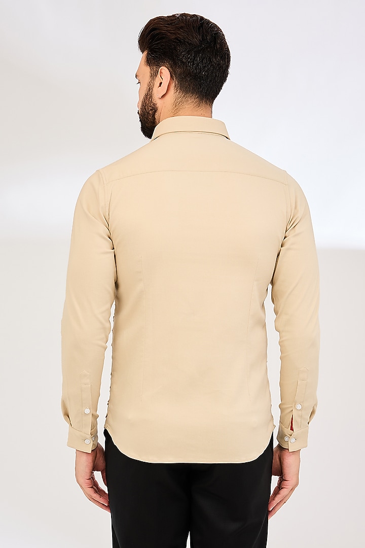 Beige Cotton Shirt by Abkasa at Pernia's Pop Up Shop