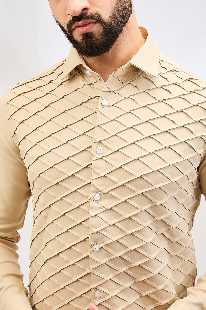 Beige Cotton Shirt by Abkasa at Pernia's Pop Up Shop
