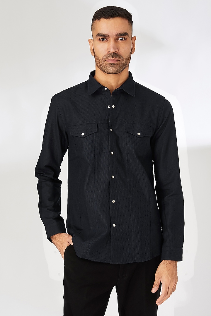 Black Cotton Shirt by Abkasa