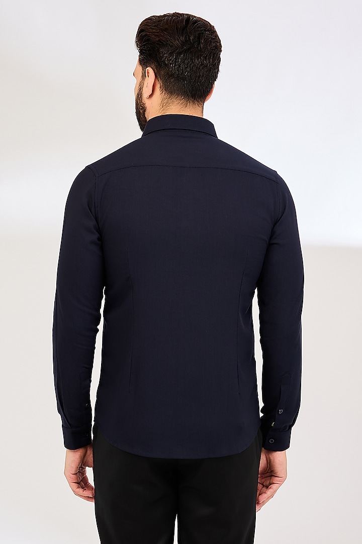 Navy Blue Cotton Shirt by Abkasa at Pernia's Pop Up Shop
