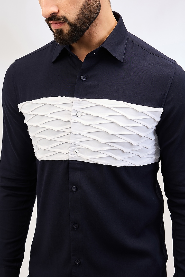 Navy Blue Cotton Shirt by Abkasa at Pernia's Pop Up Shop