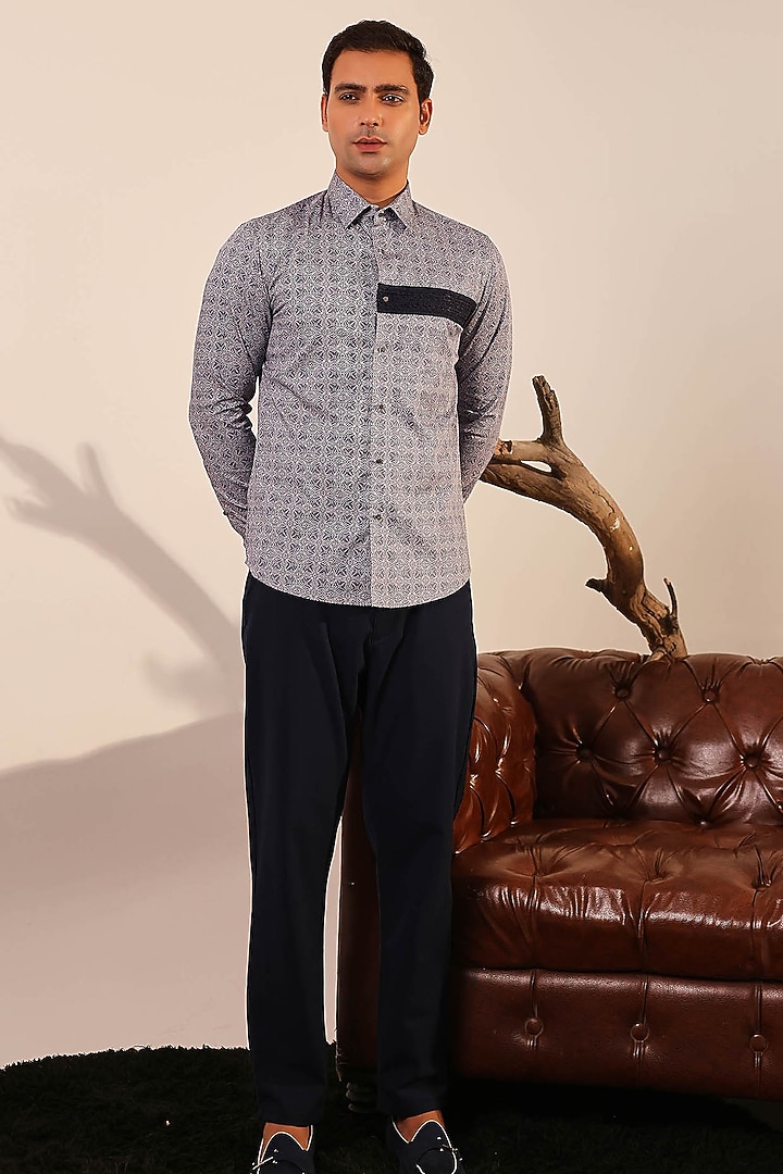 Blue Cotton Printed Summer Shirt by Abkasa at Pernia's Pop Up Shop