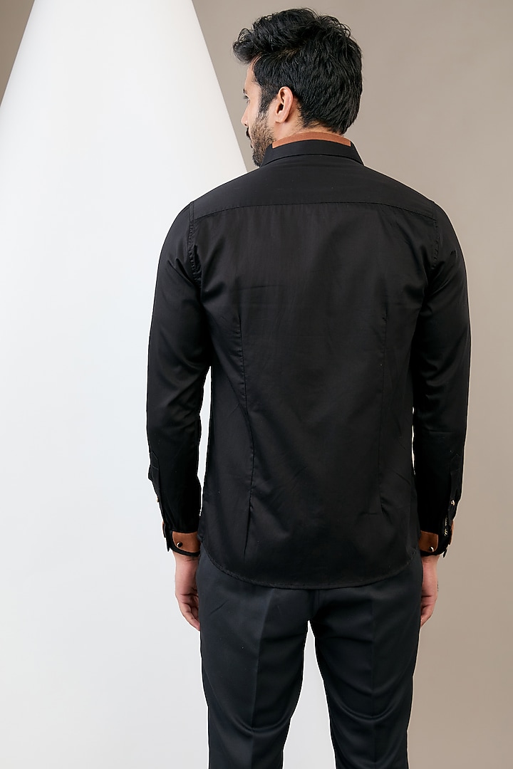 Black Cotton Party Wear Shirt by Abkasa at Pernia's Pop Up Shop
