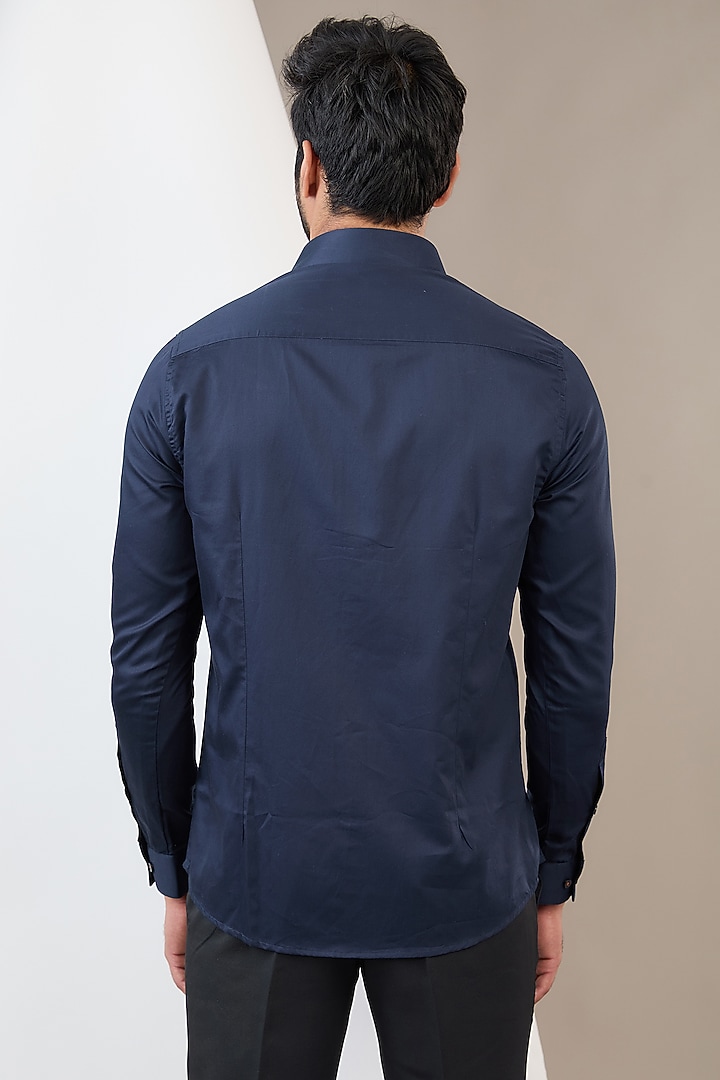A.PRESSE for everyone shirt navy（Navy Blue Cotton Shirt by Abkasa 