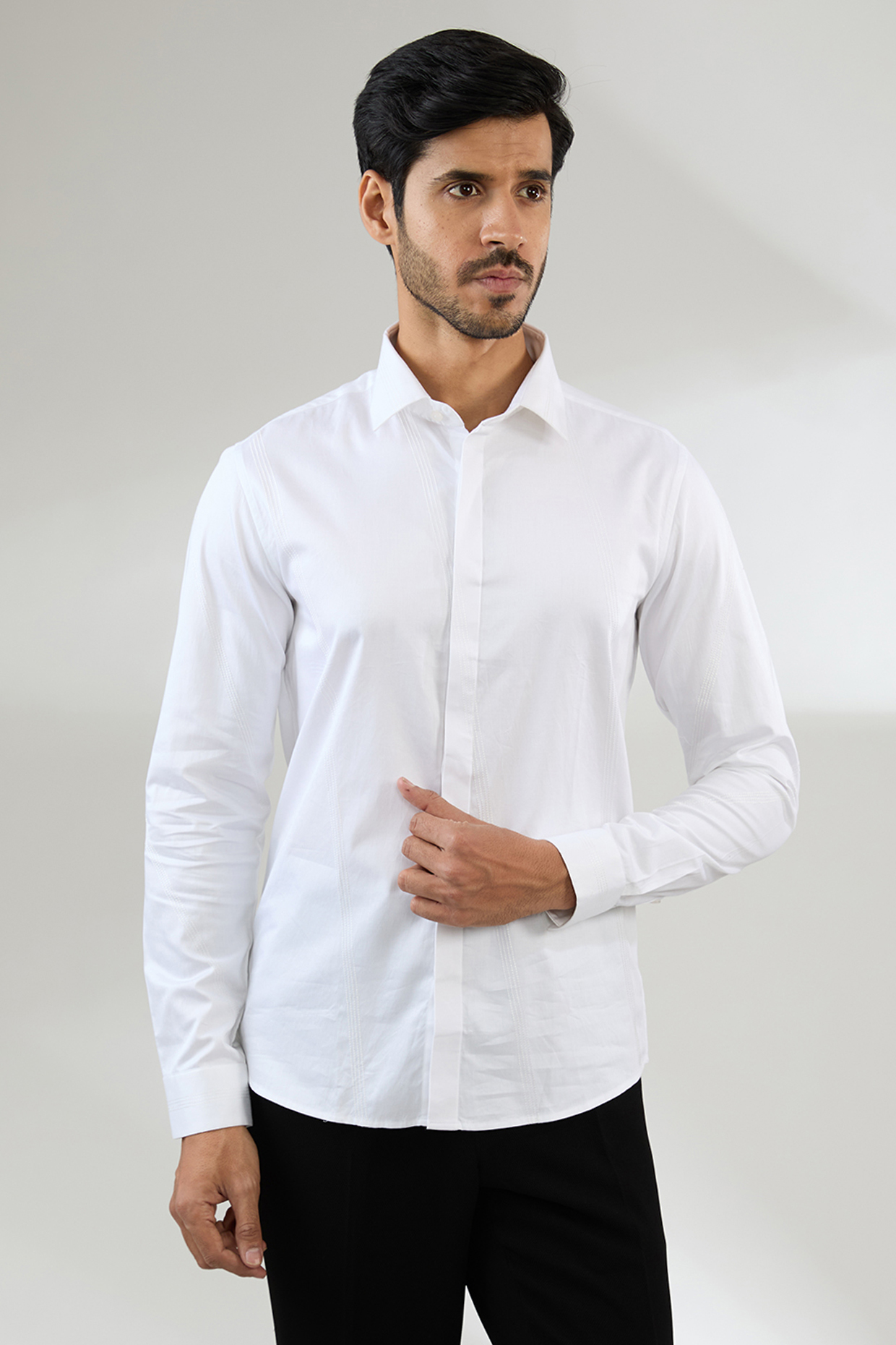 White Cotton Shirt by Abkasa