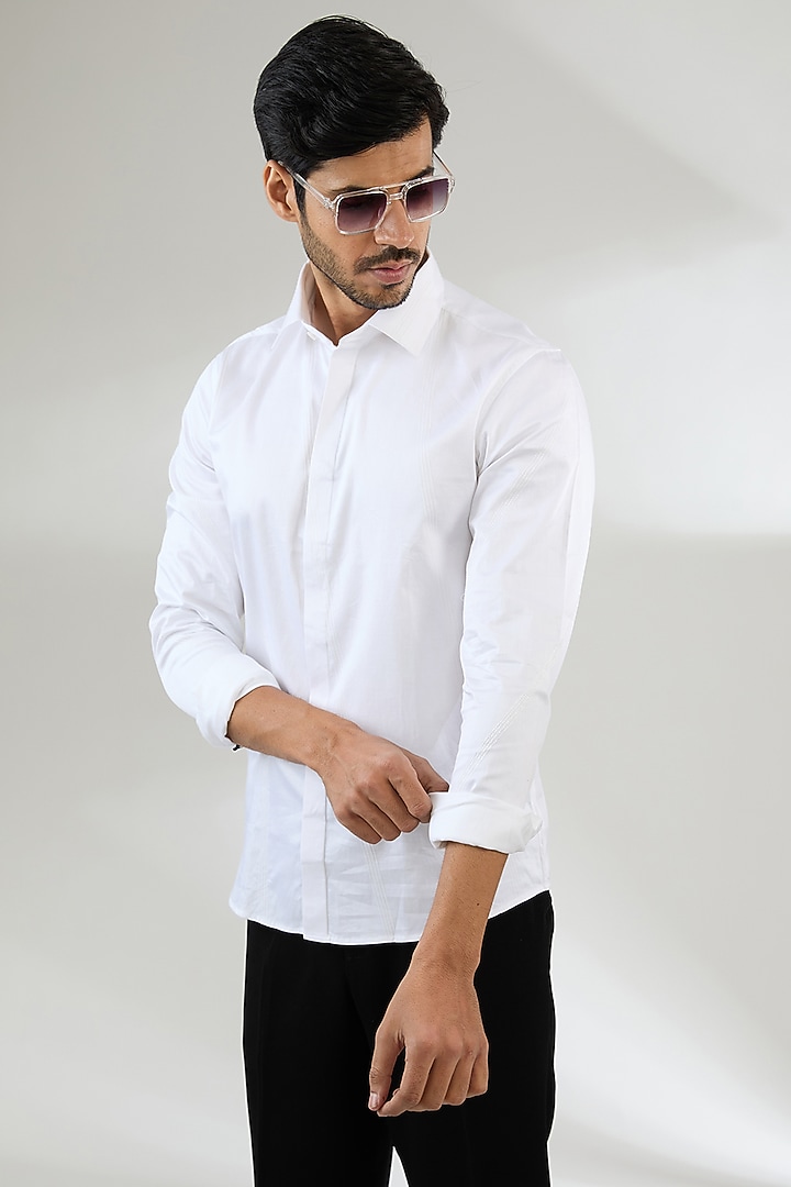White Cotton Shirt by Abkasa at Pernia's Pop Up Shop