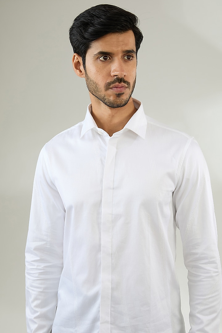 White Cotton Shirt by Abkasa at Pernia's Pop Up Shop